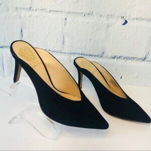 new VINCE CAMUTO Suede Kheli Heeled Mules black 462tn